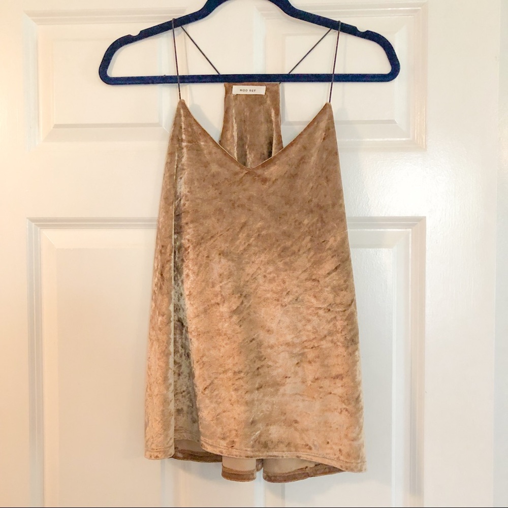 Mod Ref Gold Crushed Velvet Tank Top - size medium